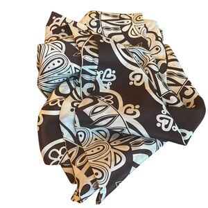 TALBOTS Dark Chocolate Soft Cream 100% Silk Reversible Inverse Print Scarf